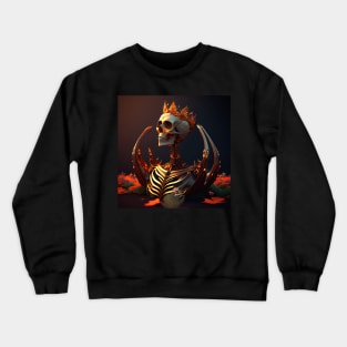 Skeleton in garden with golden crown Crewneck Sweatshirt